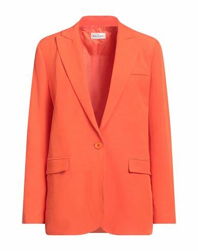 Rebel Queen Woman Blazer Orange Viscose, Linen Cover