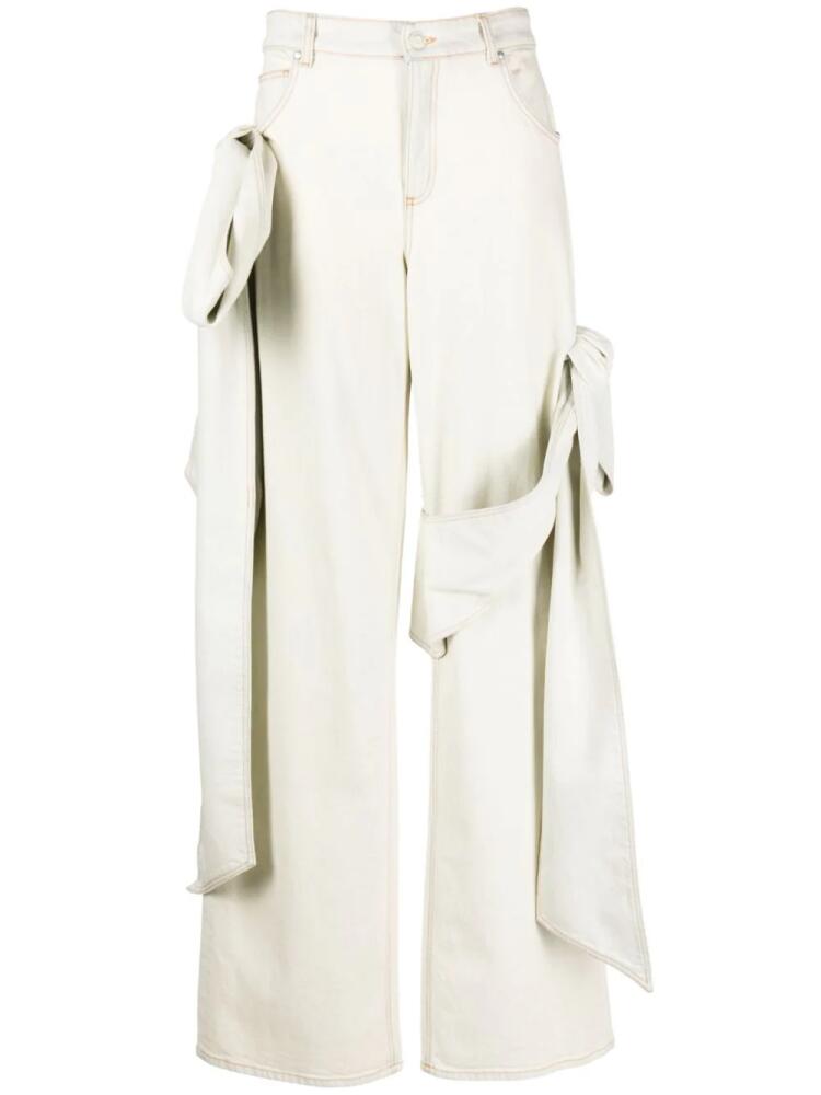 Blumarine bow-detailing wide-leg jeans - Neutrals Cover