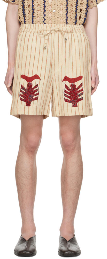 HARAGO Off-White Striped Shorts Cover