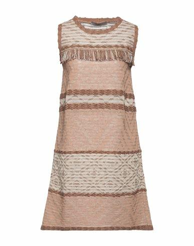 D. exterior Woman Mini dress Beige Viscose, Polyamide, Polyester, Metallic Polyester Cover