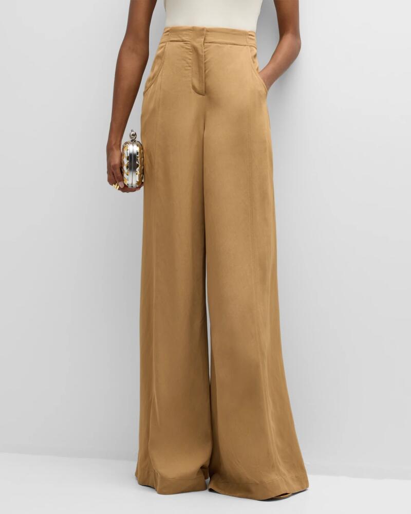 TWP Demie High-Rise Linen-Blend Flare Pants Cover