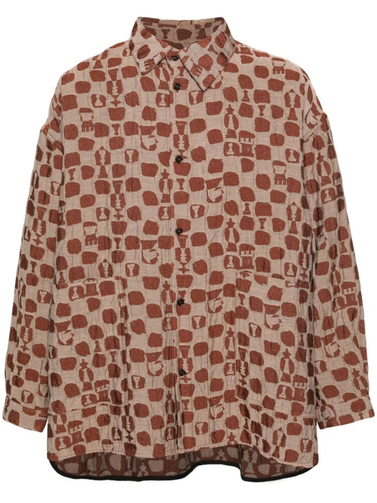 Henrik Vibskov Big patterned-jacquard shirt - Orange Cover