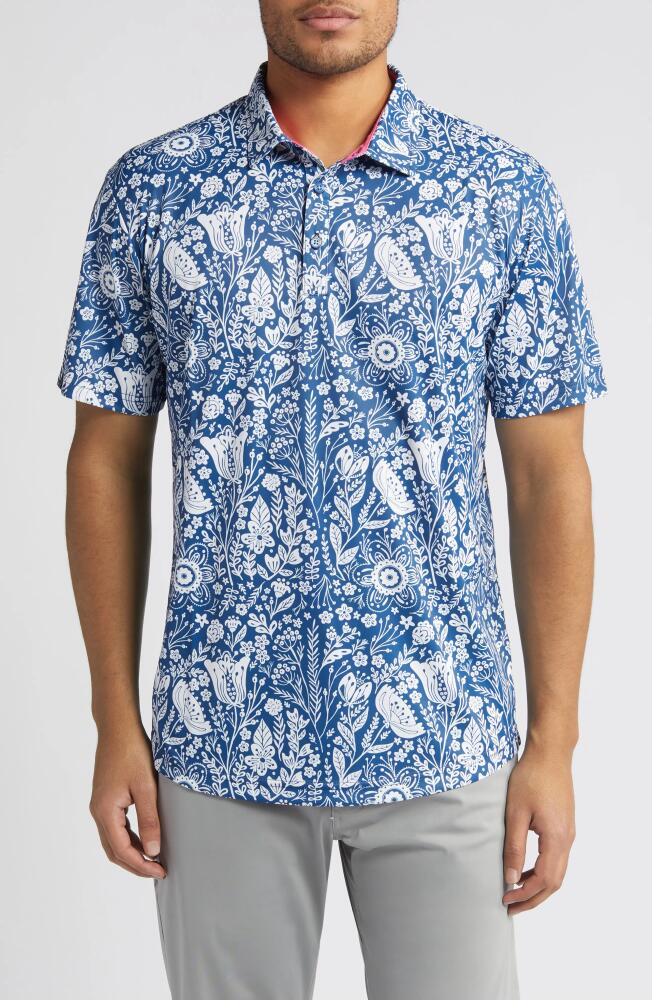 Swannies Trey Floral Golf Polo in Navy Cover