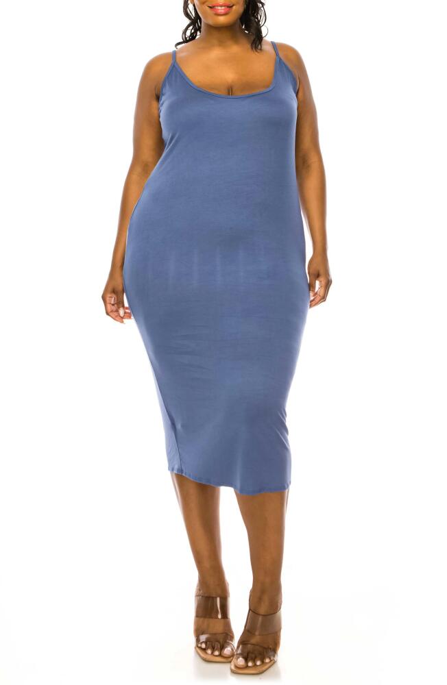 L I V D Jennie Stretch Midi Body-Con Dress in Indigo Cover