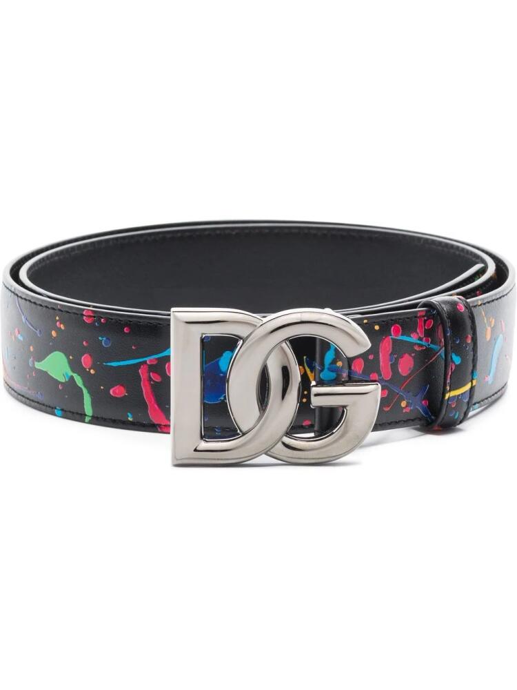 Dolce & Gabbana paint-splatter DG belt - Black Cover