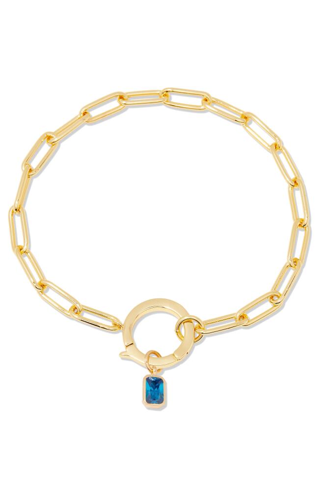 Brook and York Colette Birthstone Paper Clip Chain Bracelet in Gold - December Cover