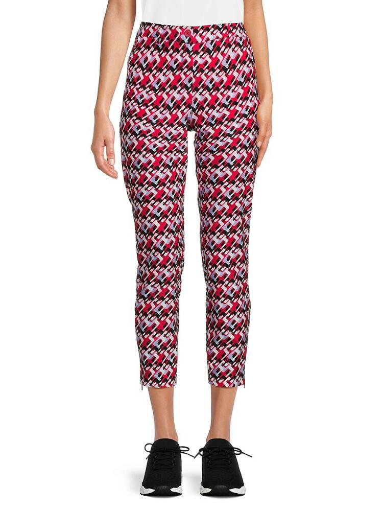 J. Lindeberg Women's Pia Monogram Print Cropped Pants - Red Cover