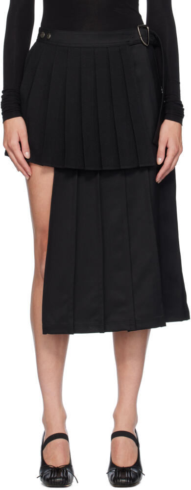 Andersson Bell Black Double Pleated Midi Skirt Cover