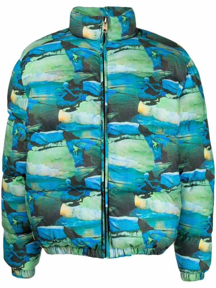 ERL printed quilted puffer jacket - Blue Cover