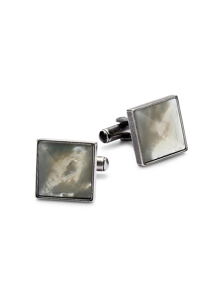 Esquire Men's Stainless Steel & Mother of Pearl Square Cufflinks Cover