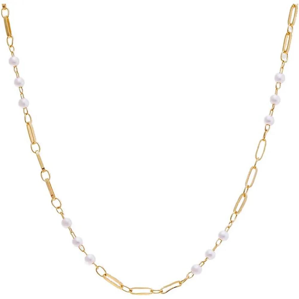 BY ADINA EDEN Pearl X Paperclip Chain Necklace in Gold Cover