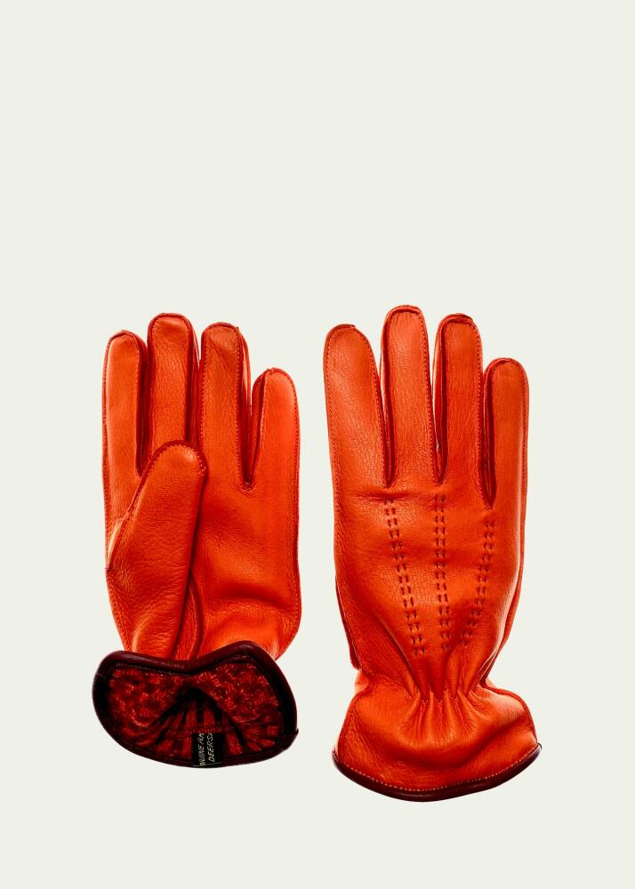 Bergdorf Goodman Men's Cashmere-Lined Deerskin Gloves Cover