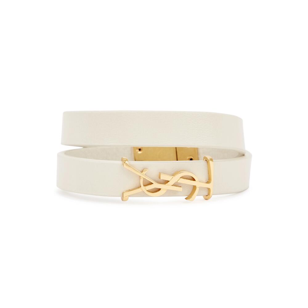 Saint Laurent Opyum Logo Leather Wrap Bracelet - White Cover