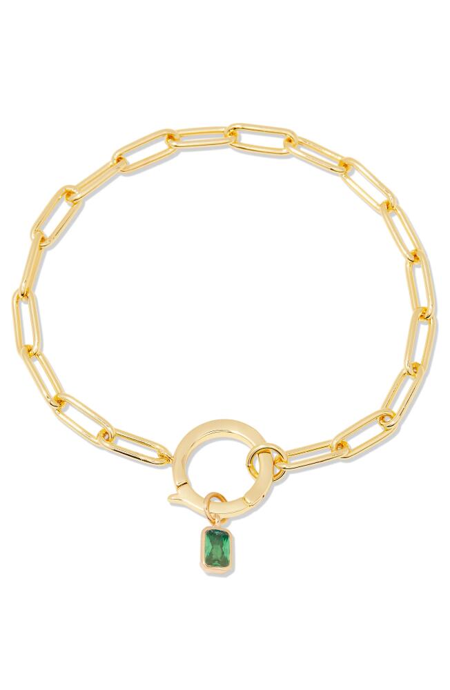 Brook and York Colette Birthstone Paper Clip Chain Bracelet in Gold - May Cover