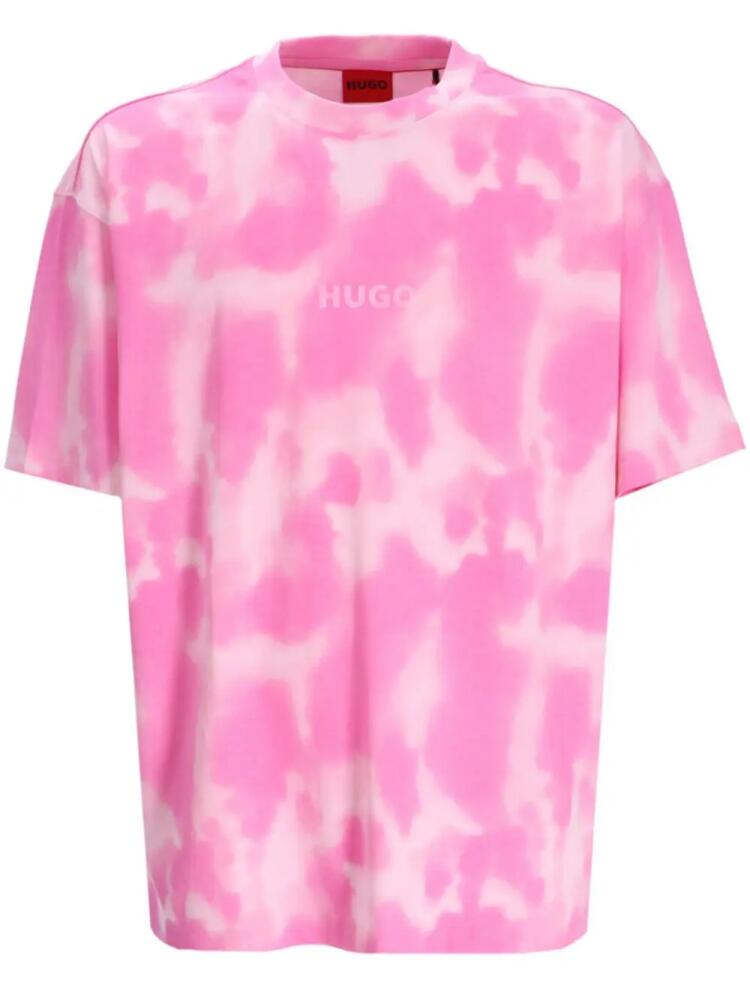 HUGO tie-dye logo-print T-shirt - Pink Cover