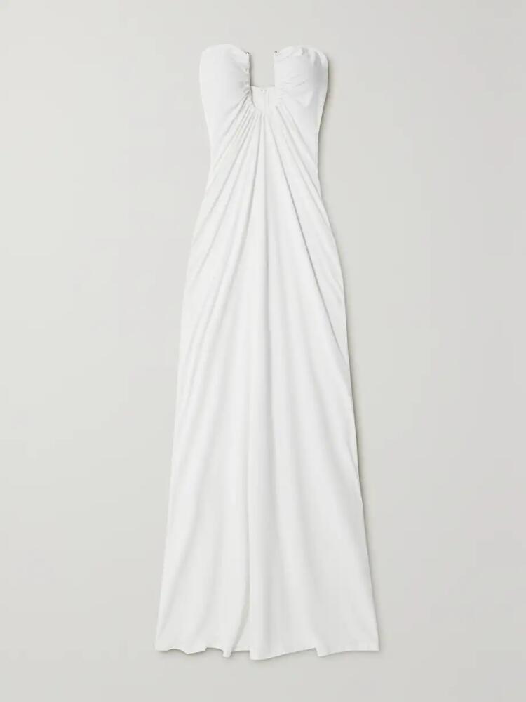 Christopher Esber - Arced Palm Strapless Gathered Jersey Maxi Dress - White Cover