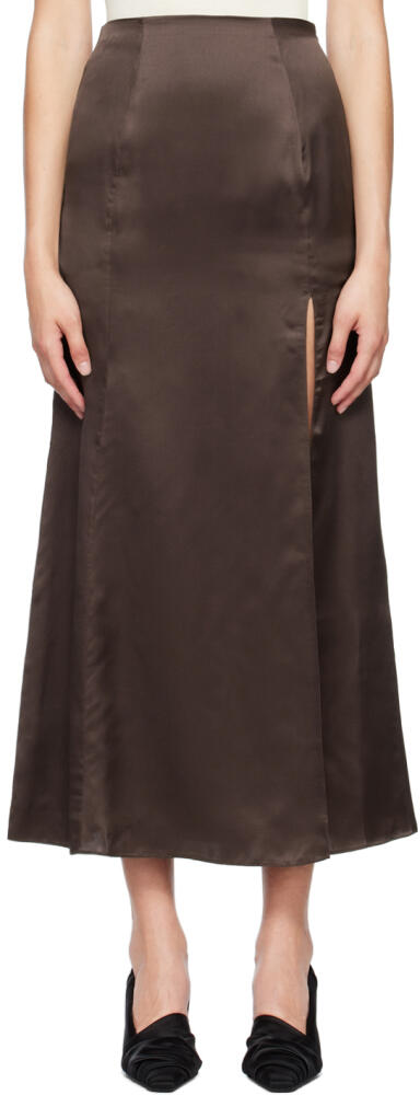 BITE Brown Organic Silk Maxi Skirt Cover