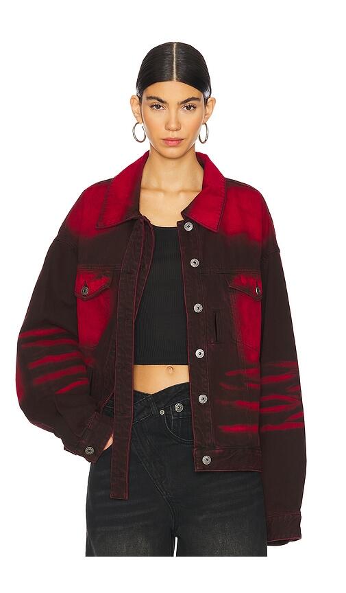 MARRKNULL Wrapped Denim Jacket in Red Cover