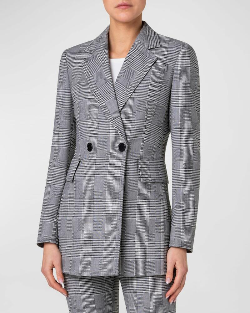 Akris punto Blurred Glencheck Long Wool Blazer Cover