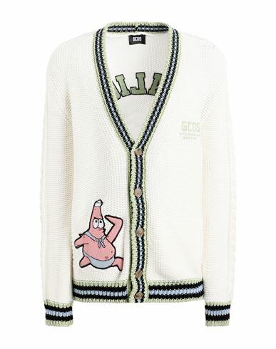 Gcds Man Cardigan White Cotton Cover