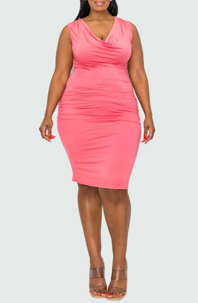 L I V D Kim Cowl Neck Sleeveless Body-Con Dress in Lt Coral Cover