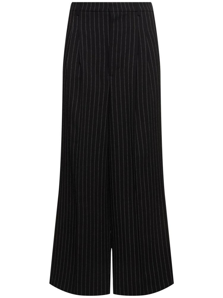 AMI PARIS Pinstripe Wool Crepe Wide Pants Cover