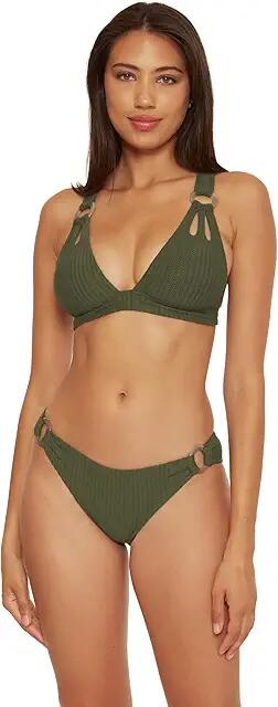 BECCA Line in The Sand Skylar Rib Textured Ring Halter Top (Cactus) Women's Swimwear Cover