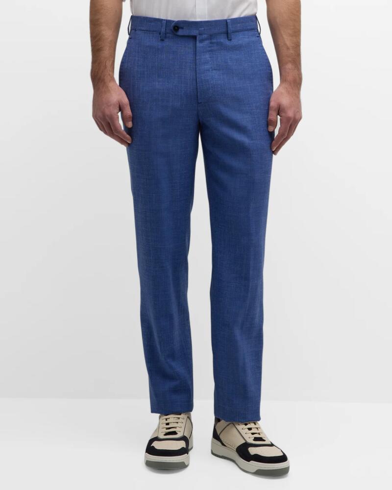 Isaia Men's Cropped Linen-Blend Pants Cover