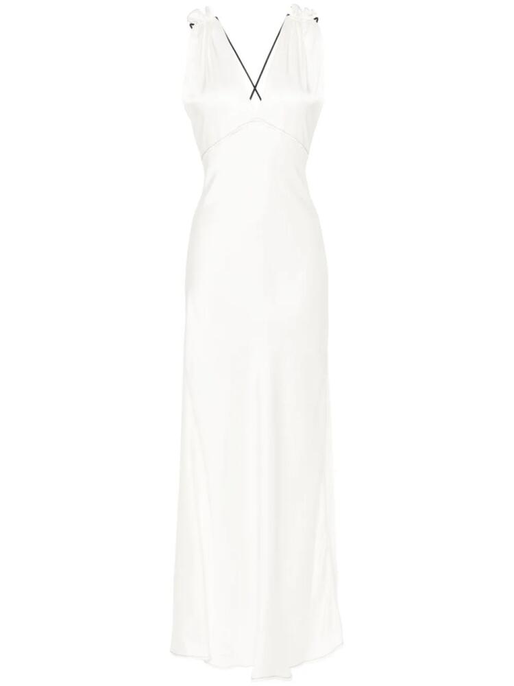 Victoria Beckham V-neck satin maxi dress - Neutrals Cover