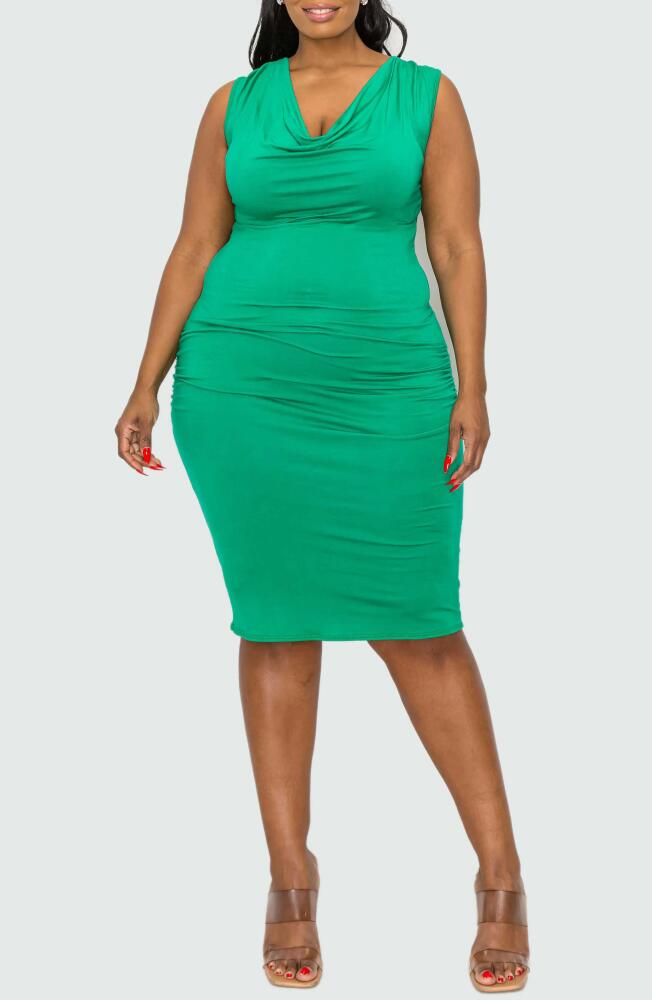 L I V D Kim Cowl Neck Sleeveless Body-Con Dress in Palm Cover