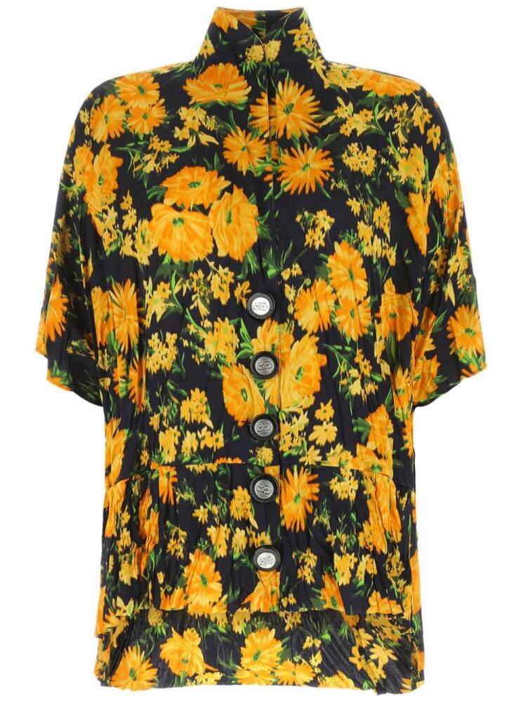 Balenciaga floral-print silk shirt - Yellow Cover