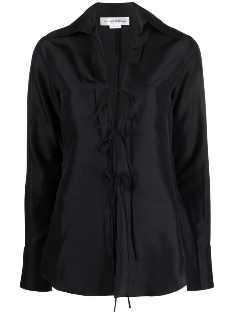 Victoria Beckham front-tie silk blouse - Black Cover