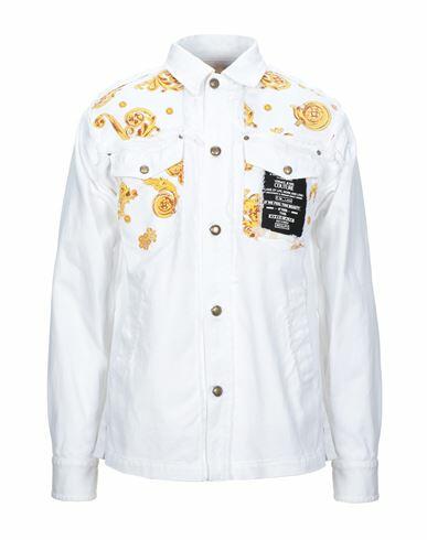 Versace Jeans Couture Man Denim outerwear White Cotton, Elastane Cover