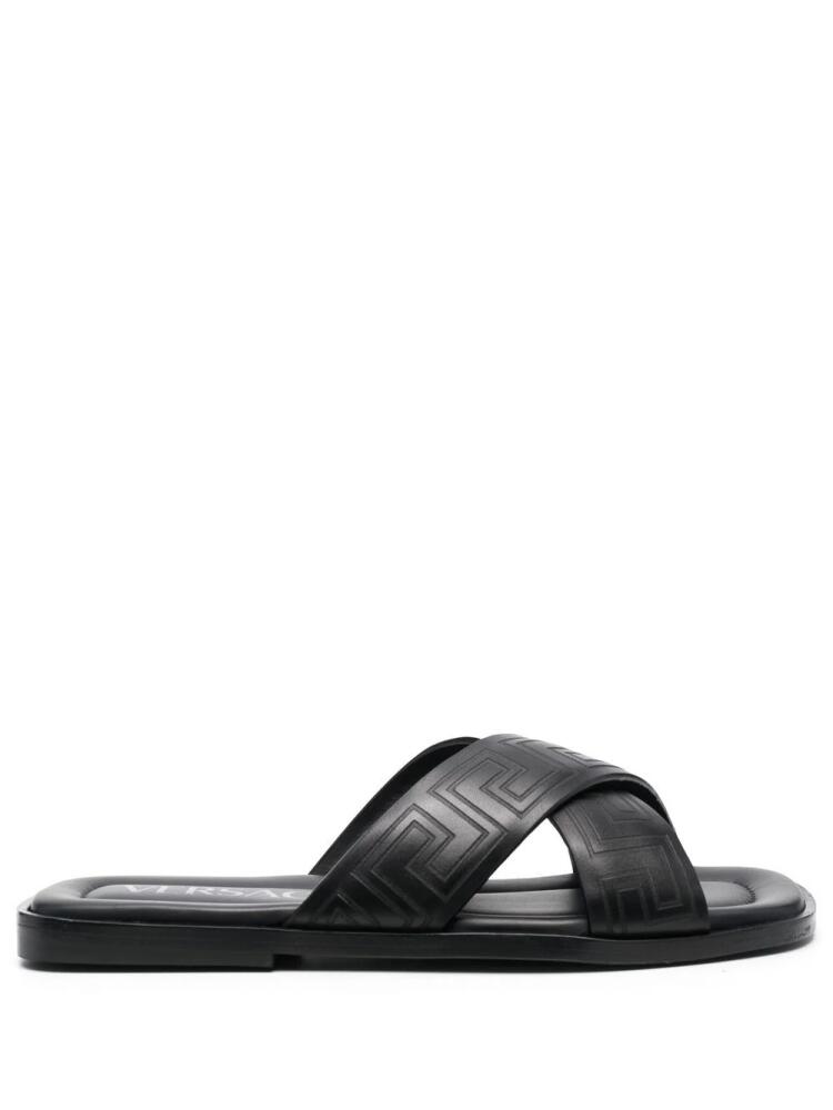 Versace Greca-pattern open-toe slides - Black Cover