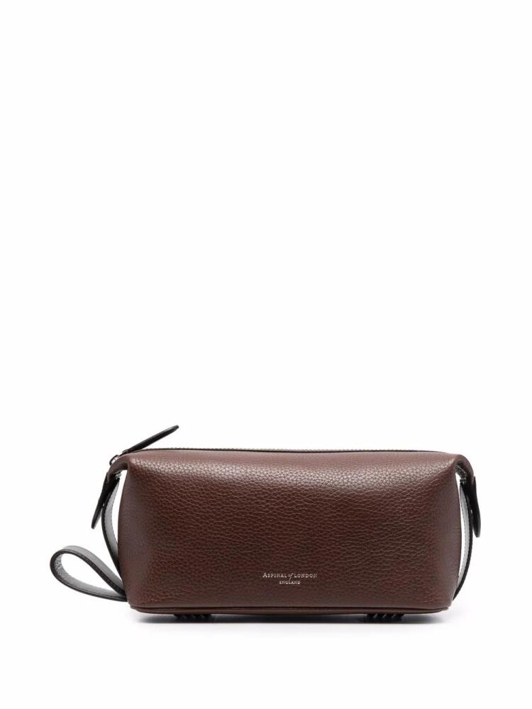 Aspinal Of London top-zip wash bag - Brown Cover