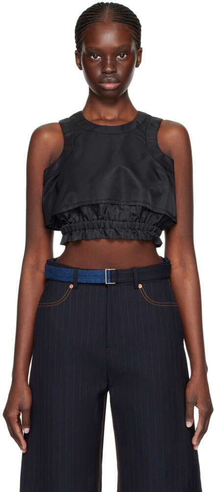 sacai Black Cropped Tank Top Cover