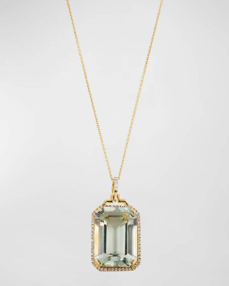 Goshwara 18K Yellow Gold Emerald Cut Prasiolite Pendant Necklace with Diamonds Cover