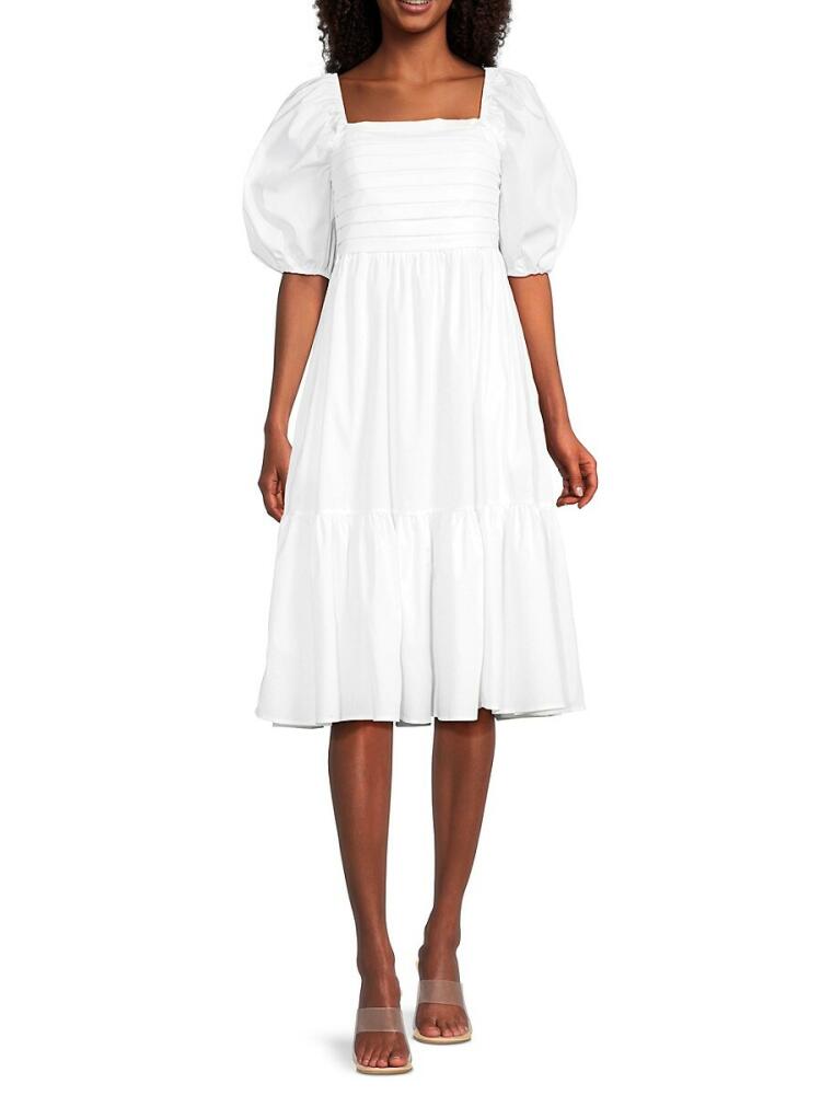 NANETTE nanette lepore Women's Smocked Midi Dress - Brilliant Cover