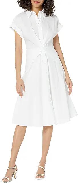 LAUREN Ralph Lauren Twist-Front Cotton-Blend Shirtdress (White) Women's Dress Cover