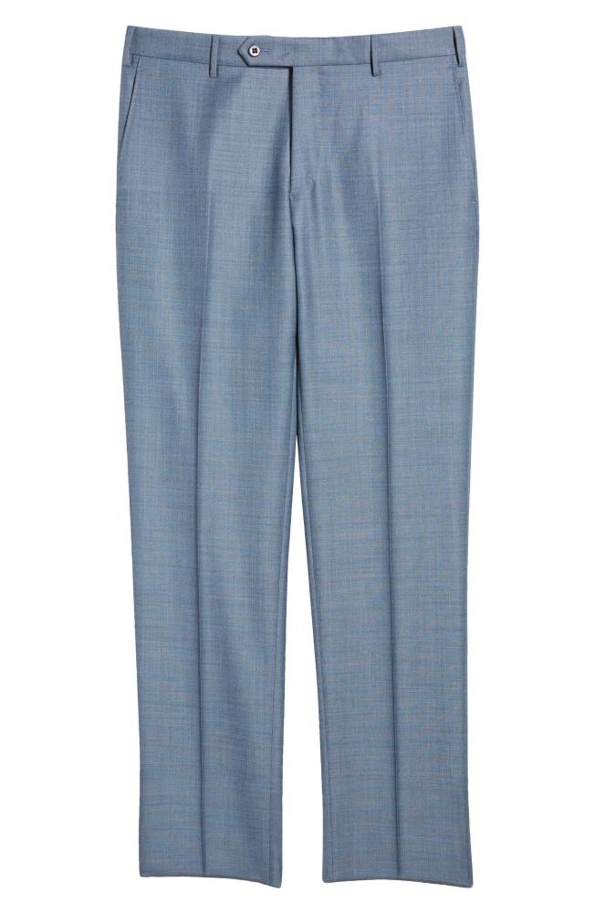 Zanella Parker Classic Wool Sharkskin Dress Pants in Medium Blue Cover