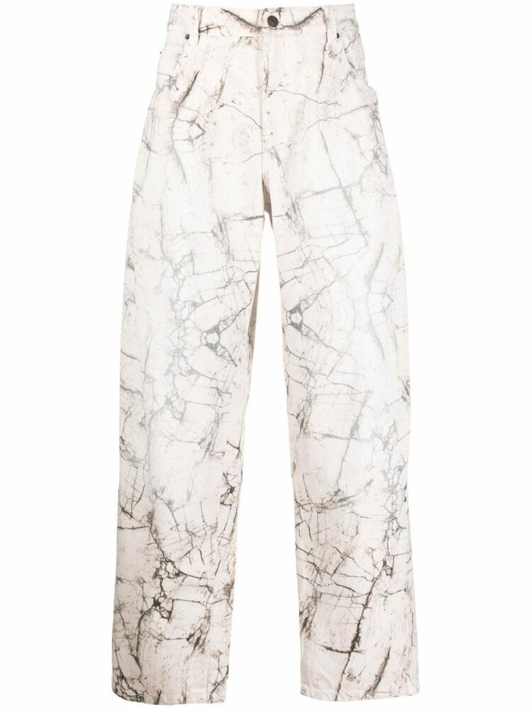 MARANT cracked-effect straight trousers - Neutrals Cover