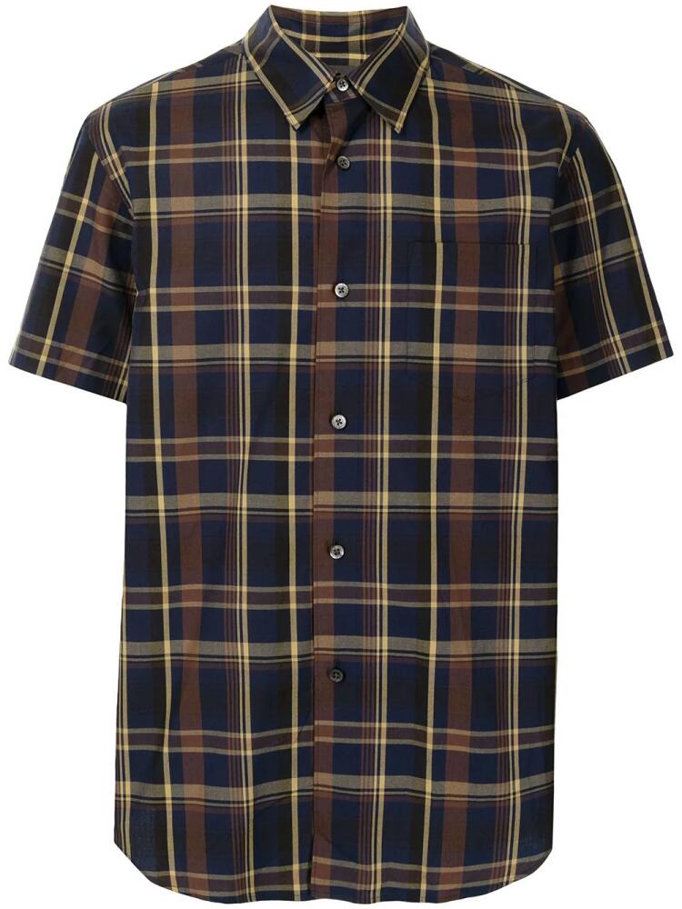 Fumito Ganryu pleated-back plaid shirt - Blue Cover