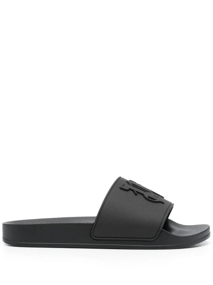 Palm Angels rubberised monogram flat slides - Black Cover