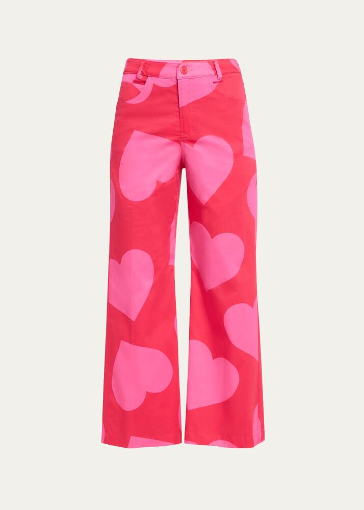 Libertine Pinky Red Heart Cropped Wide Leg Pants Cover