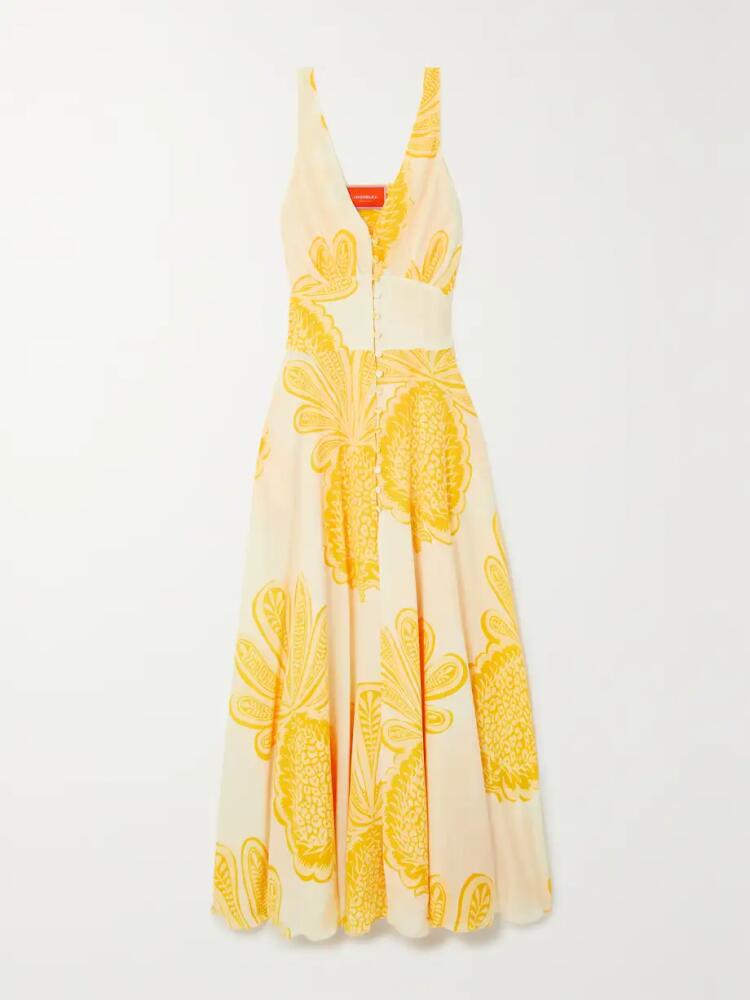 La DoubleJ - Printed Silk Crepe De Chine Maxi Dress - Yellow Cover