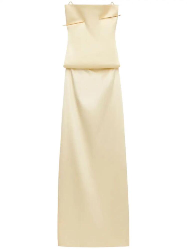 LOEWE Pin open-back silk maxi dress - Neutrals Cover