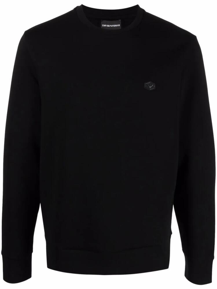 Emporio Armani logo-patch crew-neck sweatshirt - Black Cover