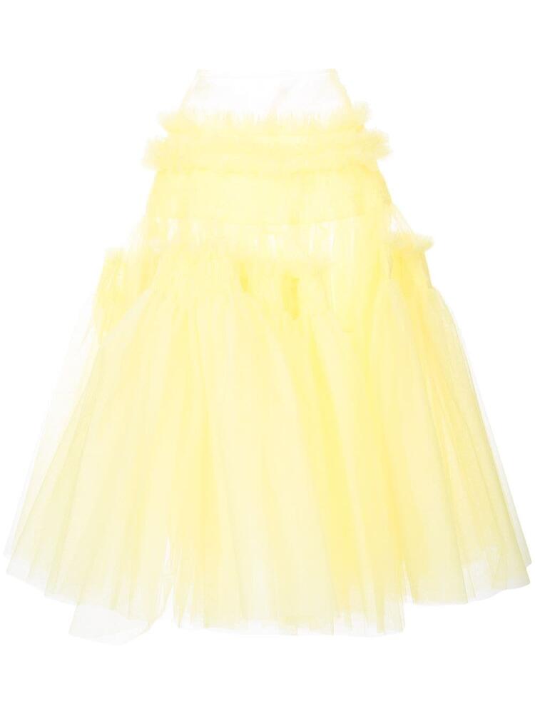 Molly Goddard Connie smocked tiered midi skirt - Yellow Cover