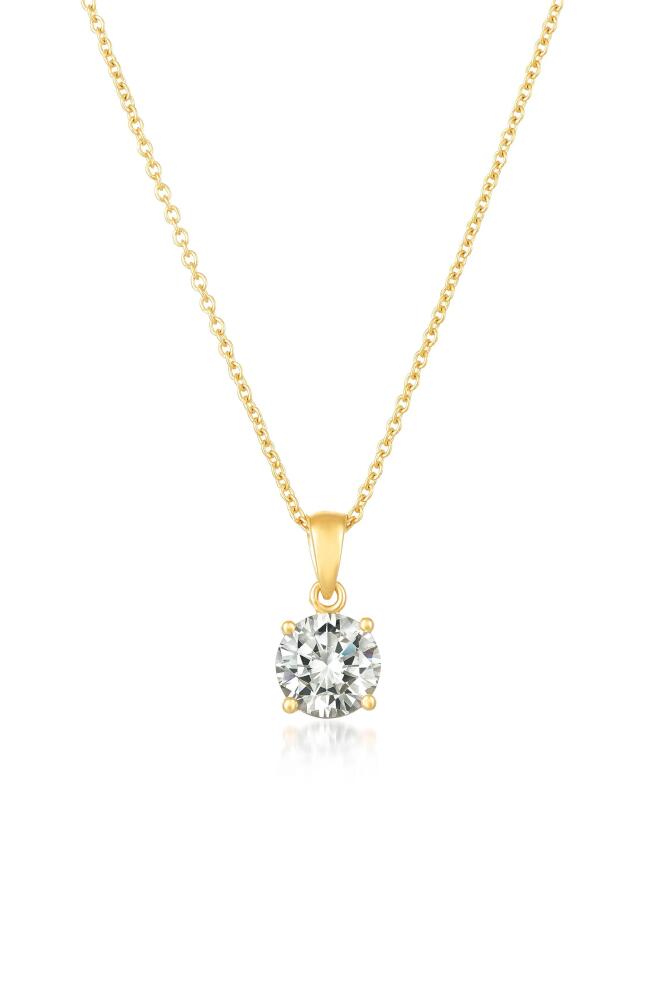 Crislu Round Cubic Zirconia Pendant Necklace in 18Kt Yellow Gold Cover