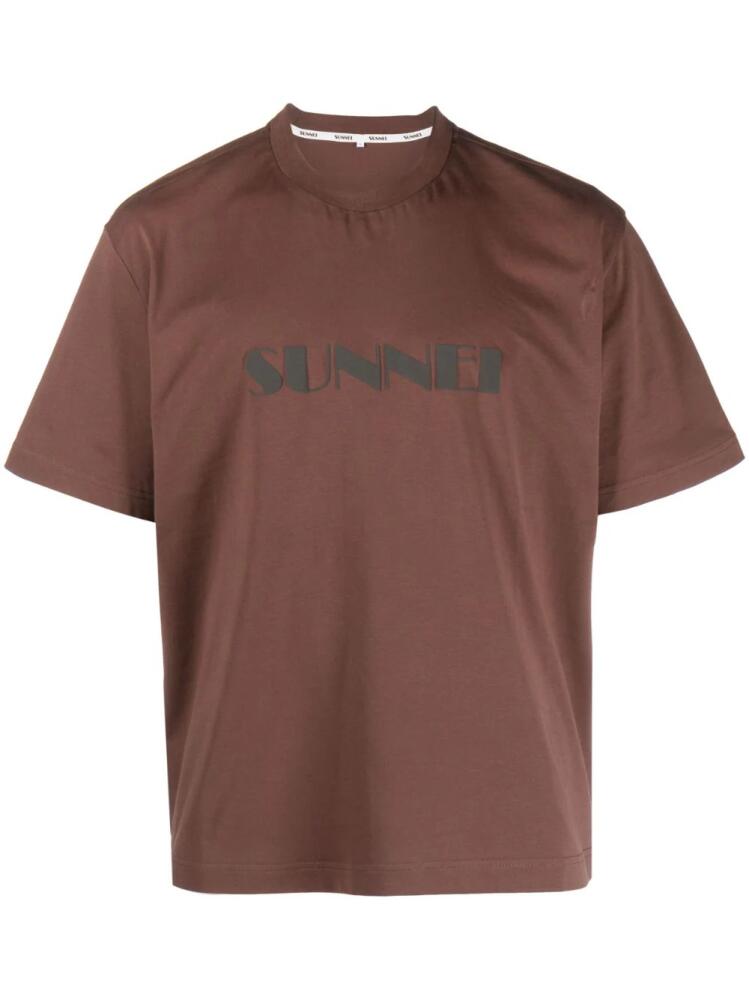 Sunnei logo-print cotton T-shirt - Brown Cover